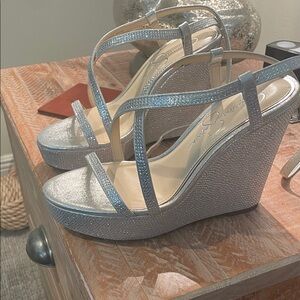 Jessica Simpson Glittering Silver Wedges